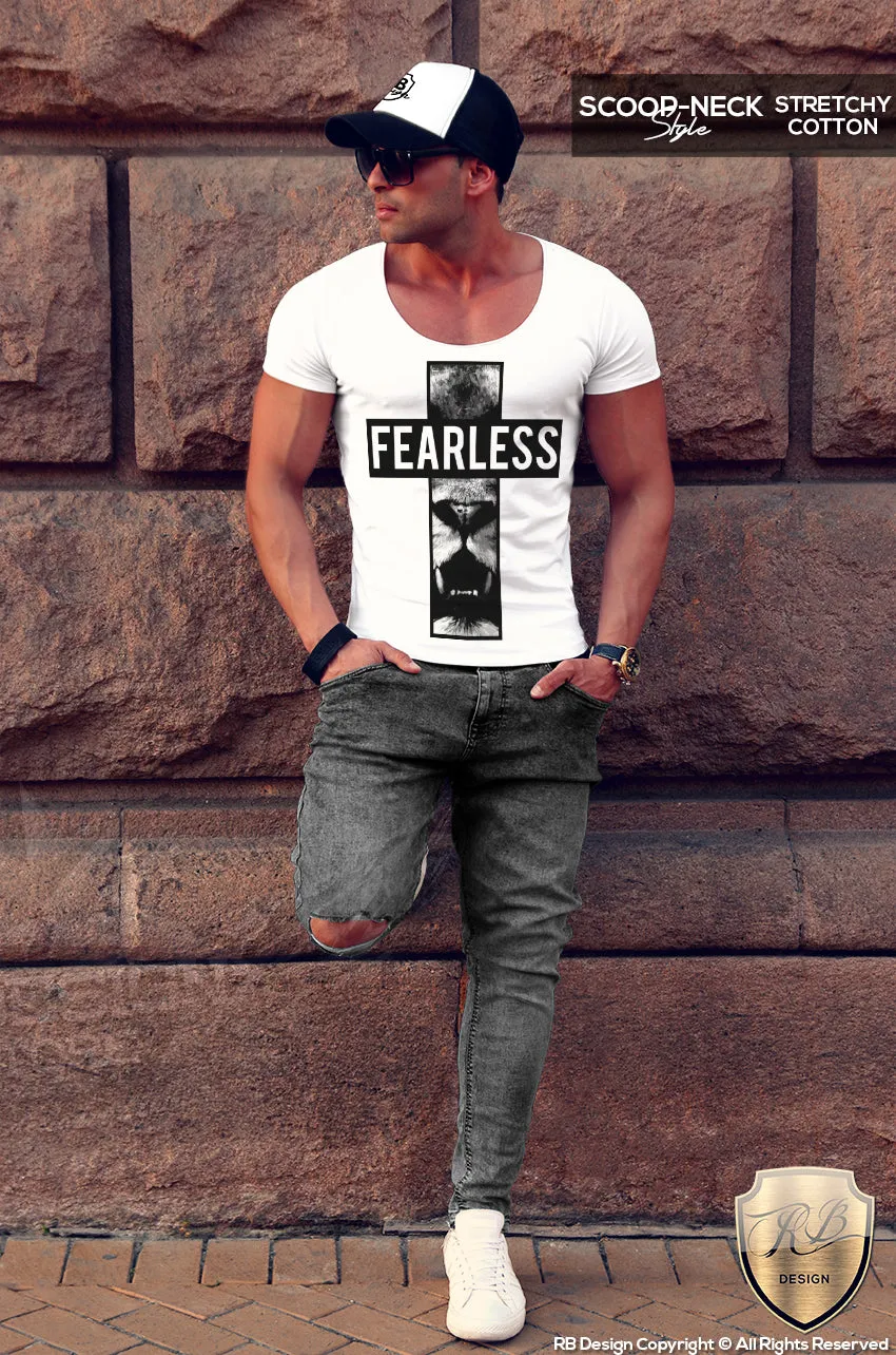 Fearless Mens T-shirt Angry Lion Cross Tank Top MD511