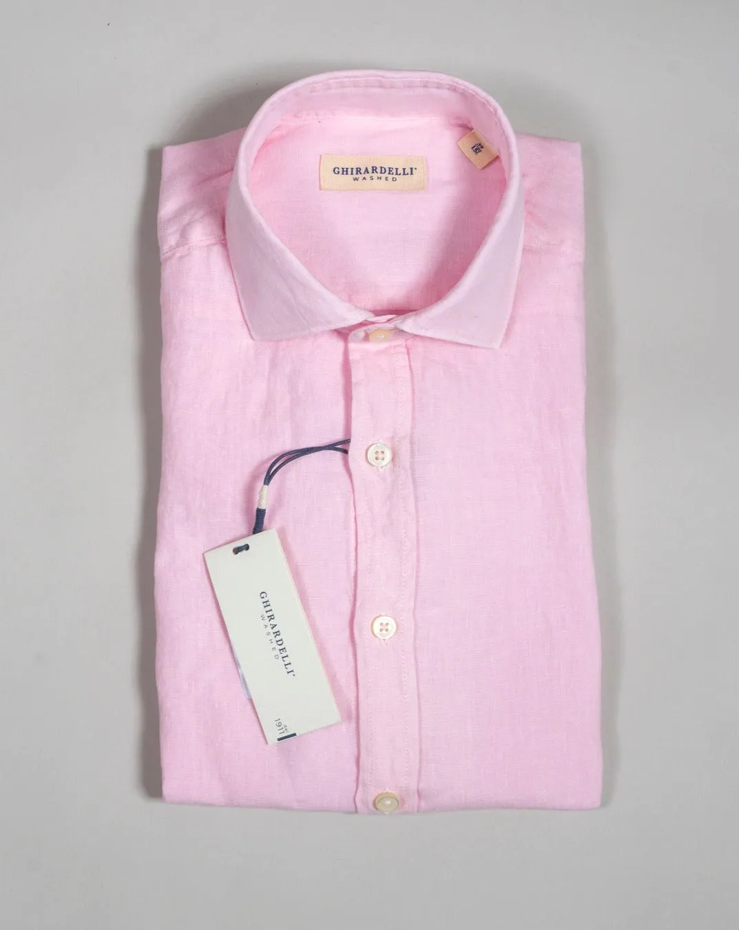 Ghirardelli Washed Linen Shirt / Pink