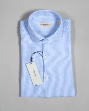 Ghirardelli Washed Linen Stripe Shirt / Light Blue