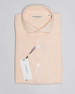 Ghirardelli Washed Linen Stripe Shirt / Orange