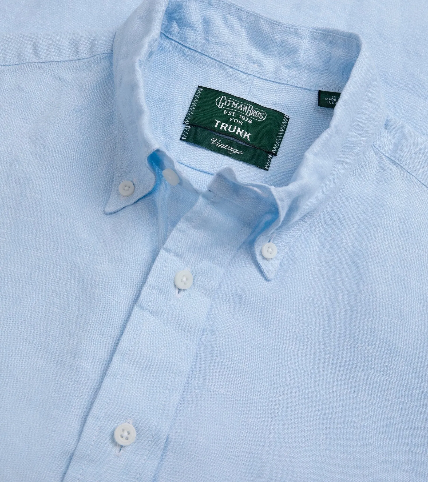 Gitman Vintage Slubby Japanese Linen Button Down Shirt: Pale Blue