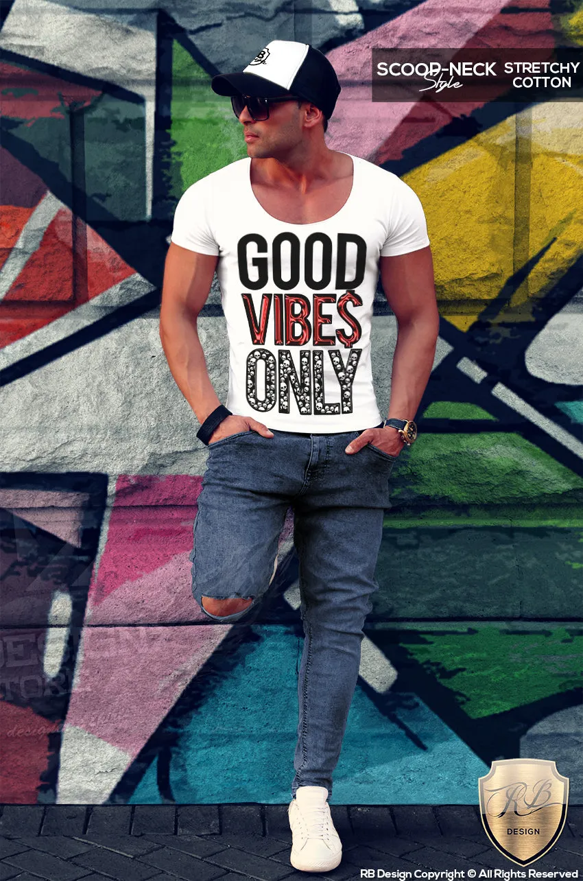 Good Vibes Only Mens T-shirt Cool Saying  RB Design Top MD723