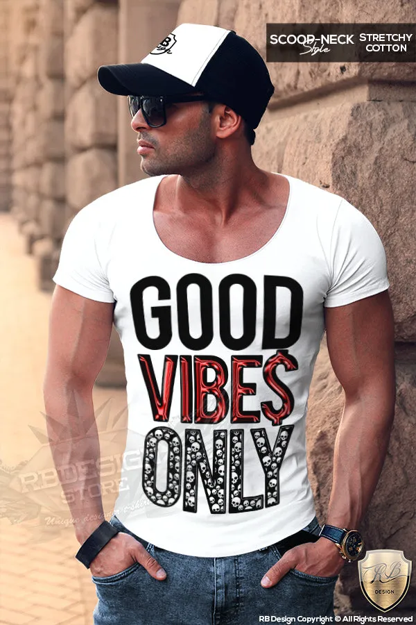 Good Vibes Only Mens T-shirt Cool Saying  RB Design Top MD723