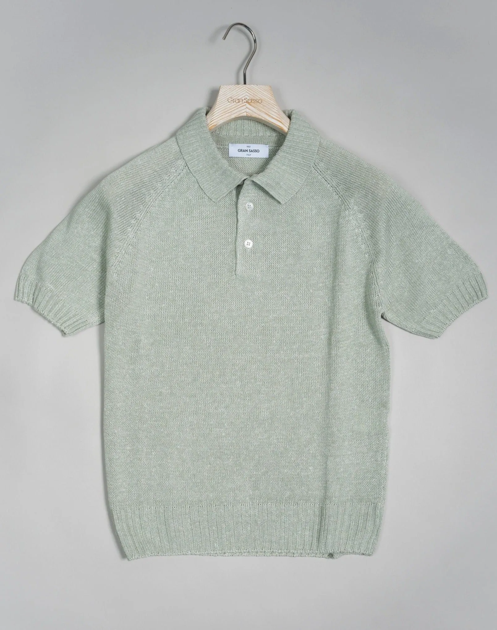 Gran Sasso Linen & Cotton Heavy Polo / Light Mint