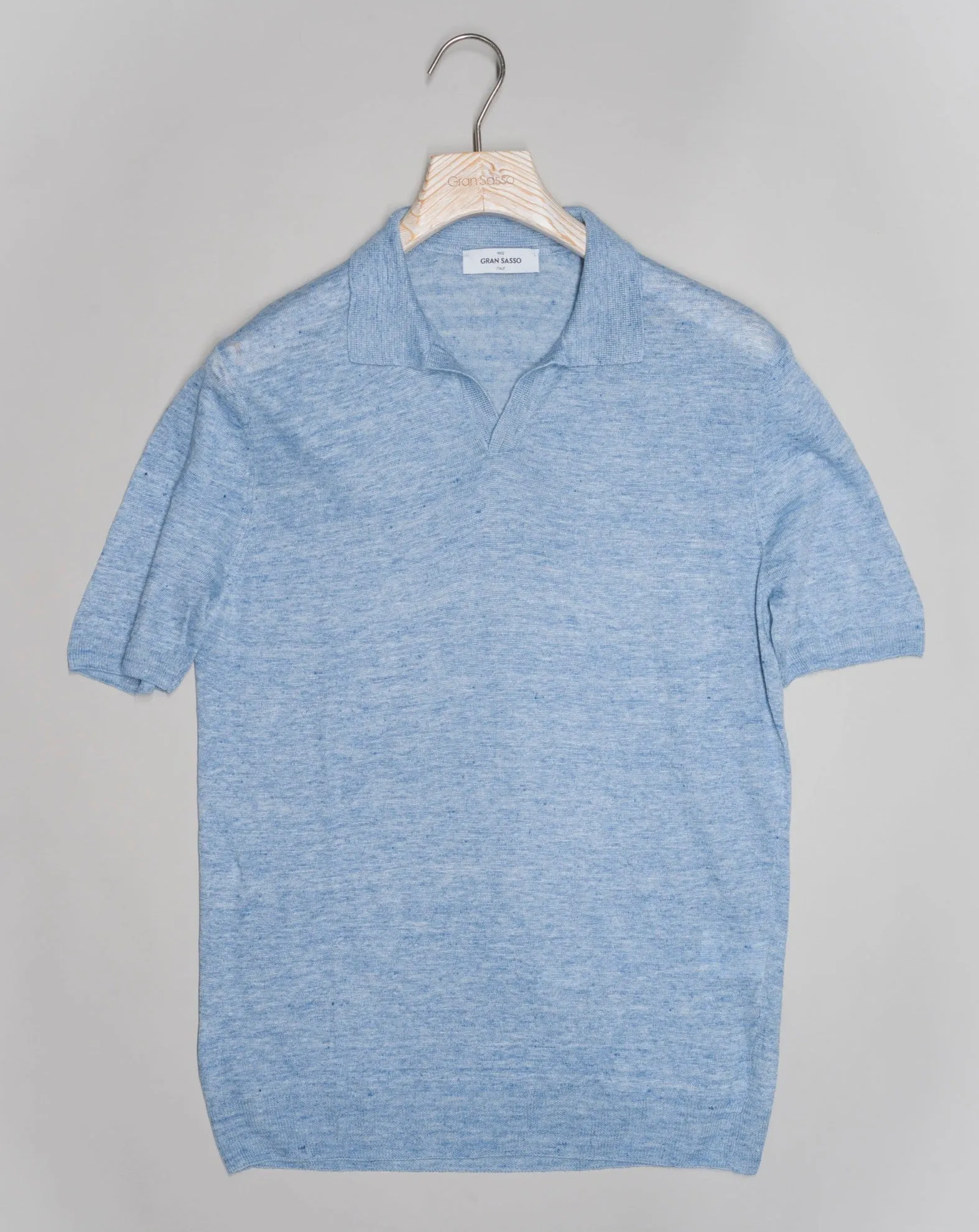 Gran Sasso Linen Capri Collar Shirt / Light Blue