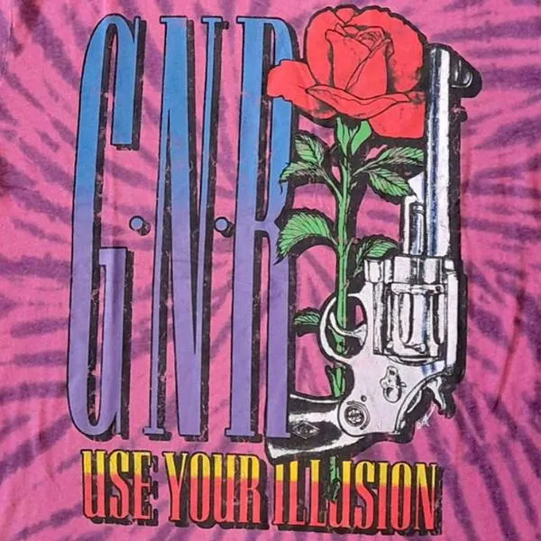 Guns 'n' Roses Adult T-Shirt - Use Your Illusion Revolver Design - Purple Tie Dye