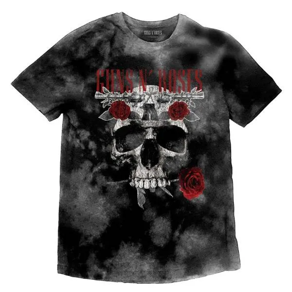 Guns 'n' Roses Kids T-Shirt - Skull And Roses - Grey Tie Dye