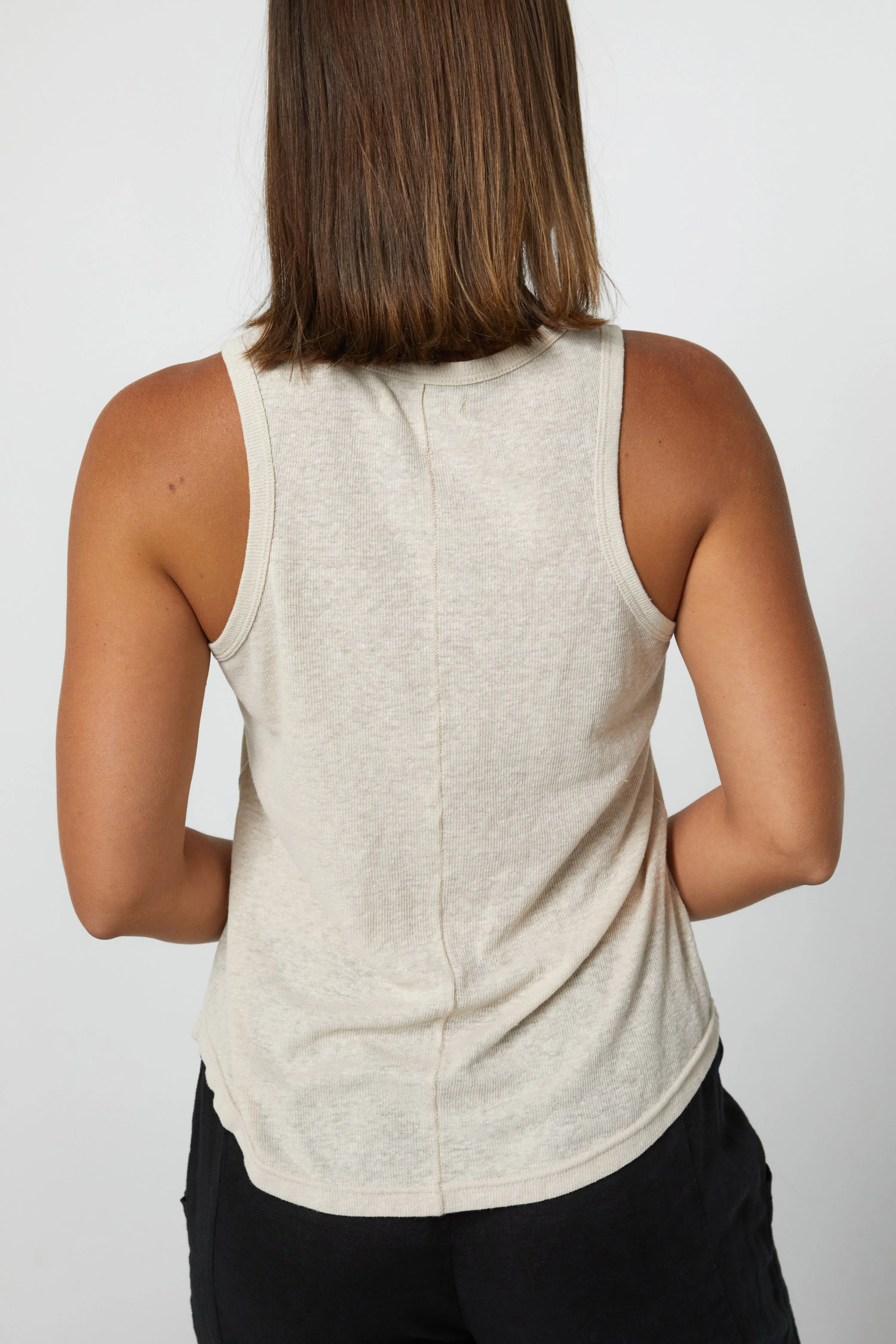 HARLOW LINEN SINGLET - OATMEAL