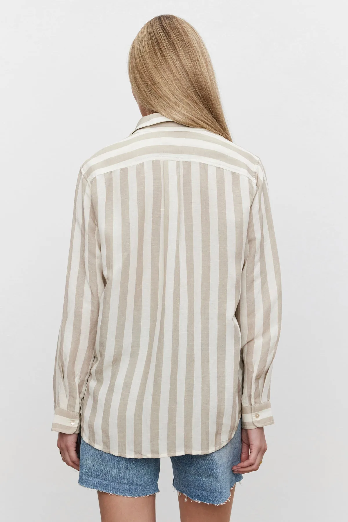 HARLOW STRIPED LINEN BUTTON-UP SHIRT