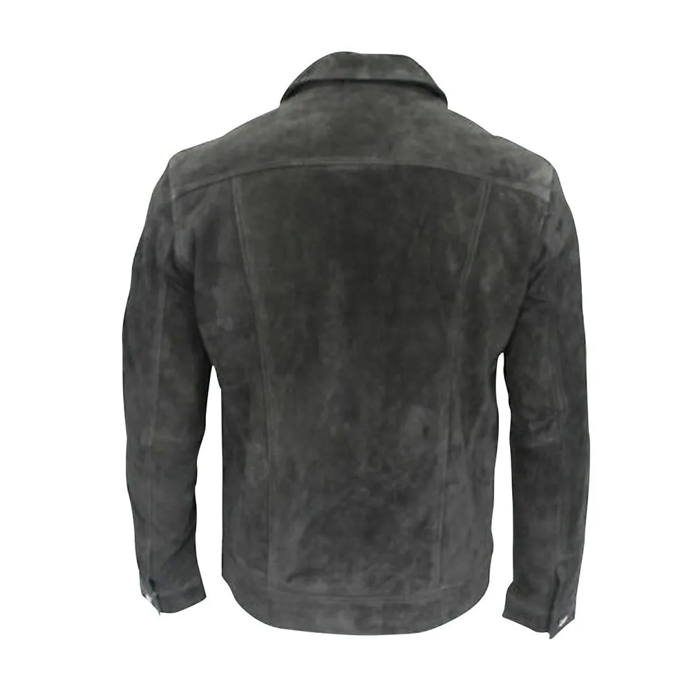 Hart's black suede trucker leather shirt