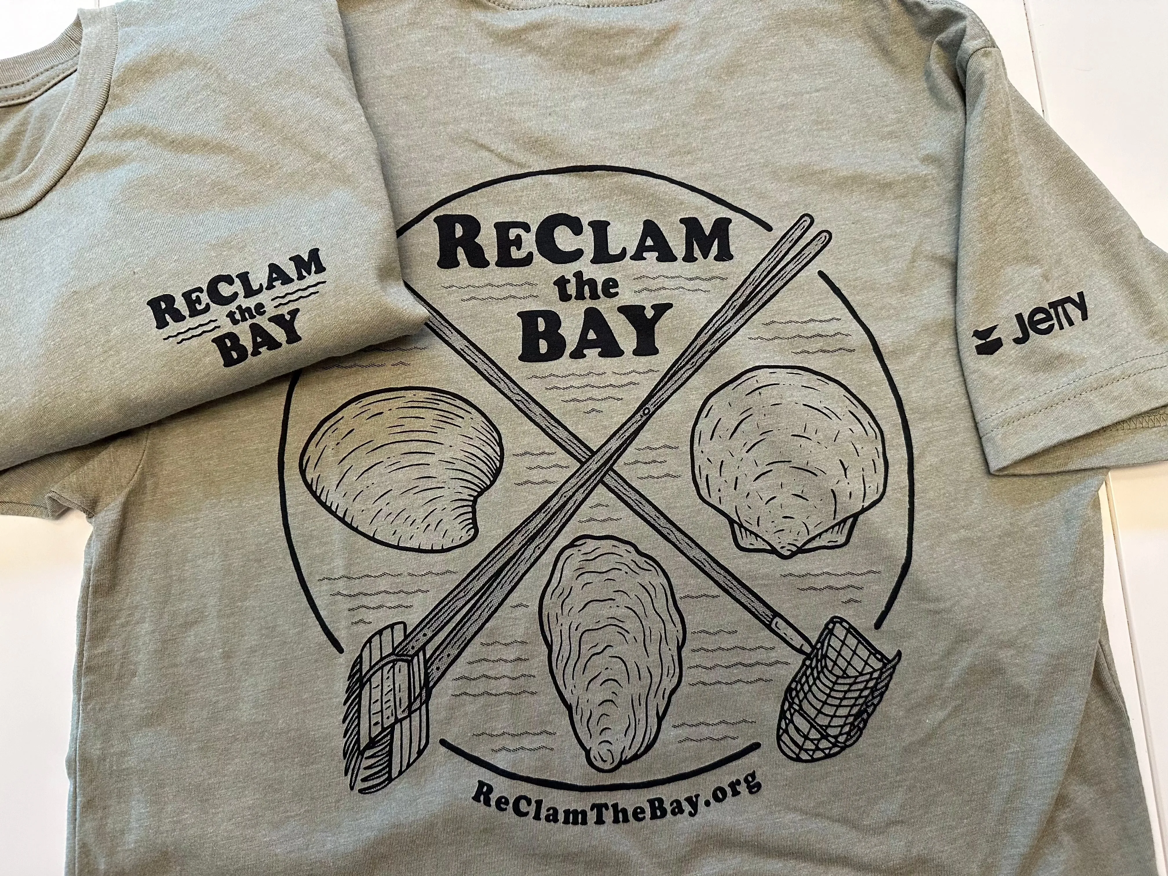 Jetty T Shirt: Shells and Rakes RCTB shirt: Clay, Charcoal, Toast, and our newest color: Light Olive