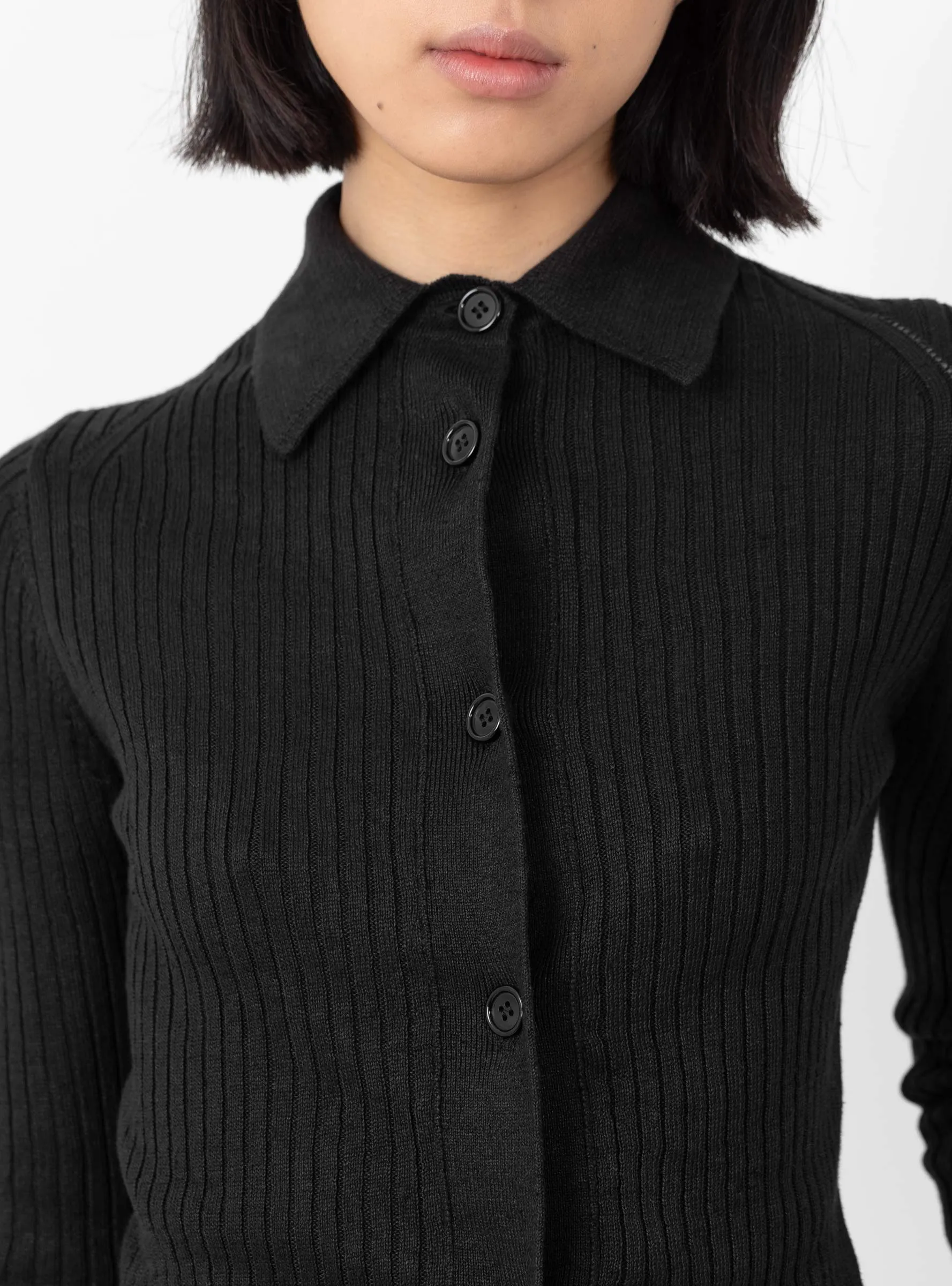 Knitted Rib Shirt Washed Graphite