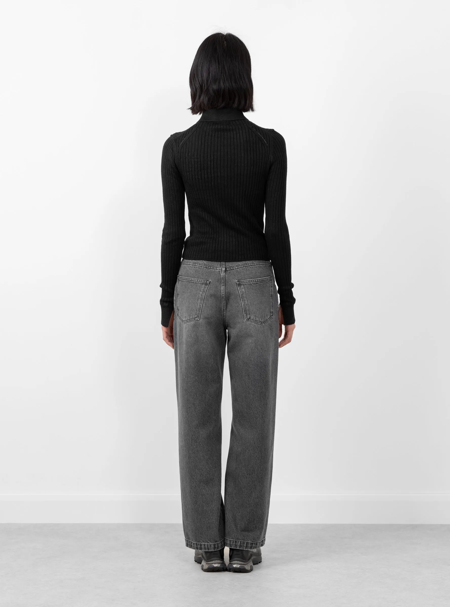 Knitted Rib Shirt Washed Graphite