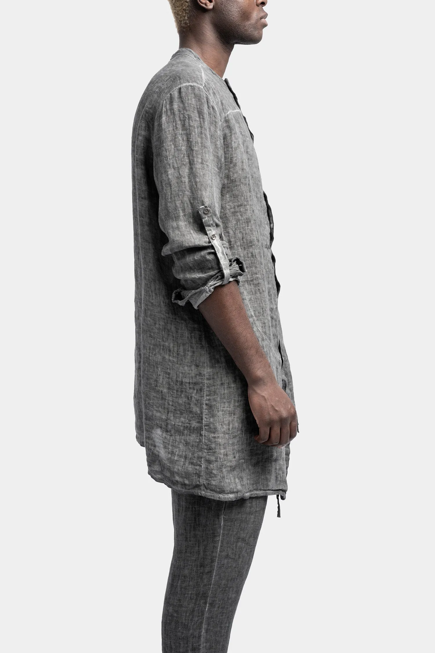 Long asymmetrical front linen shirt