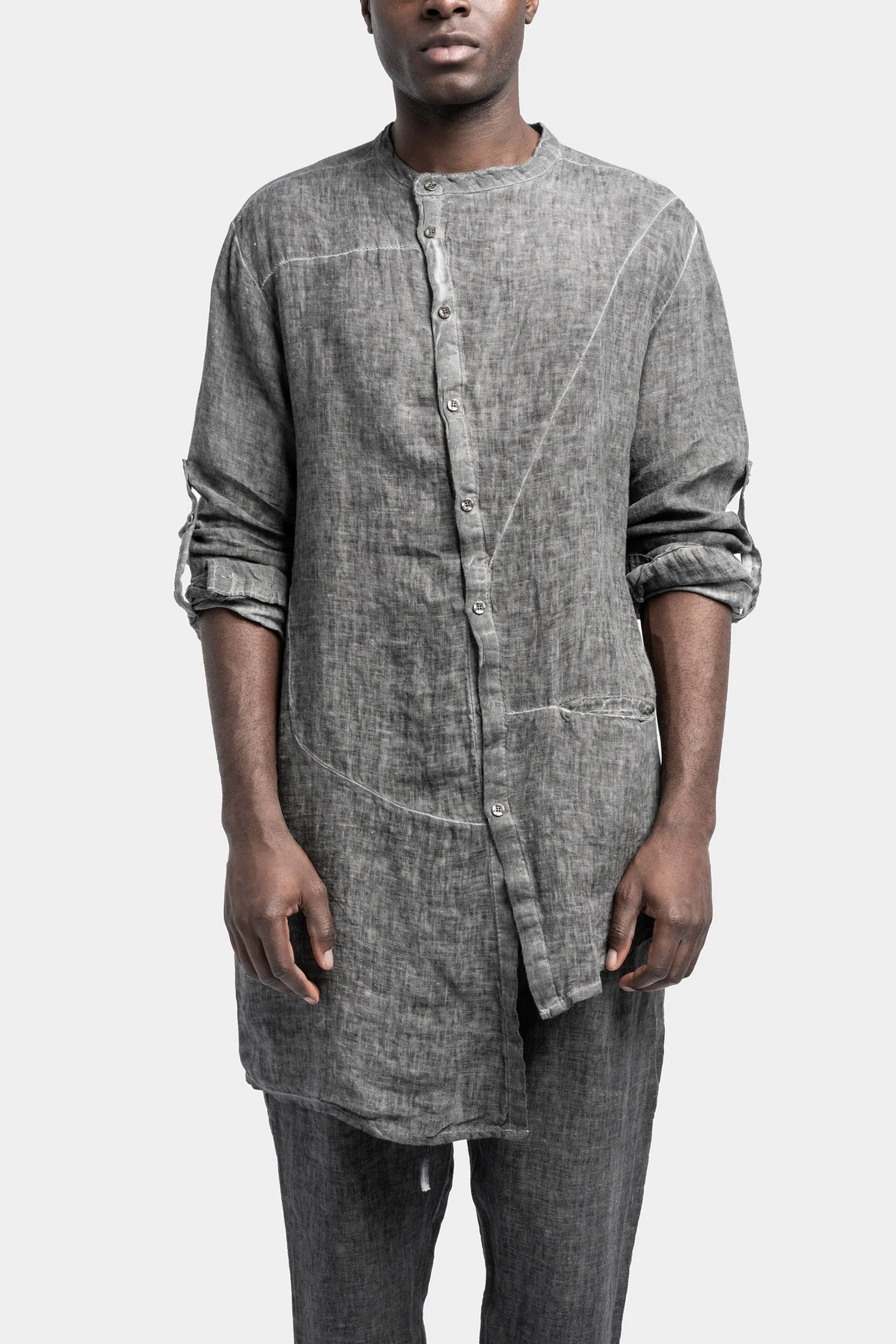 Long asymmetrical front linen shirt