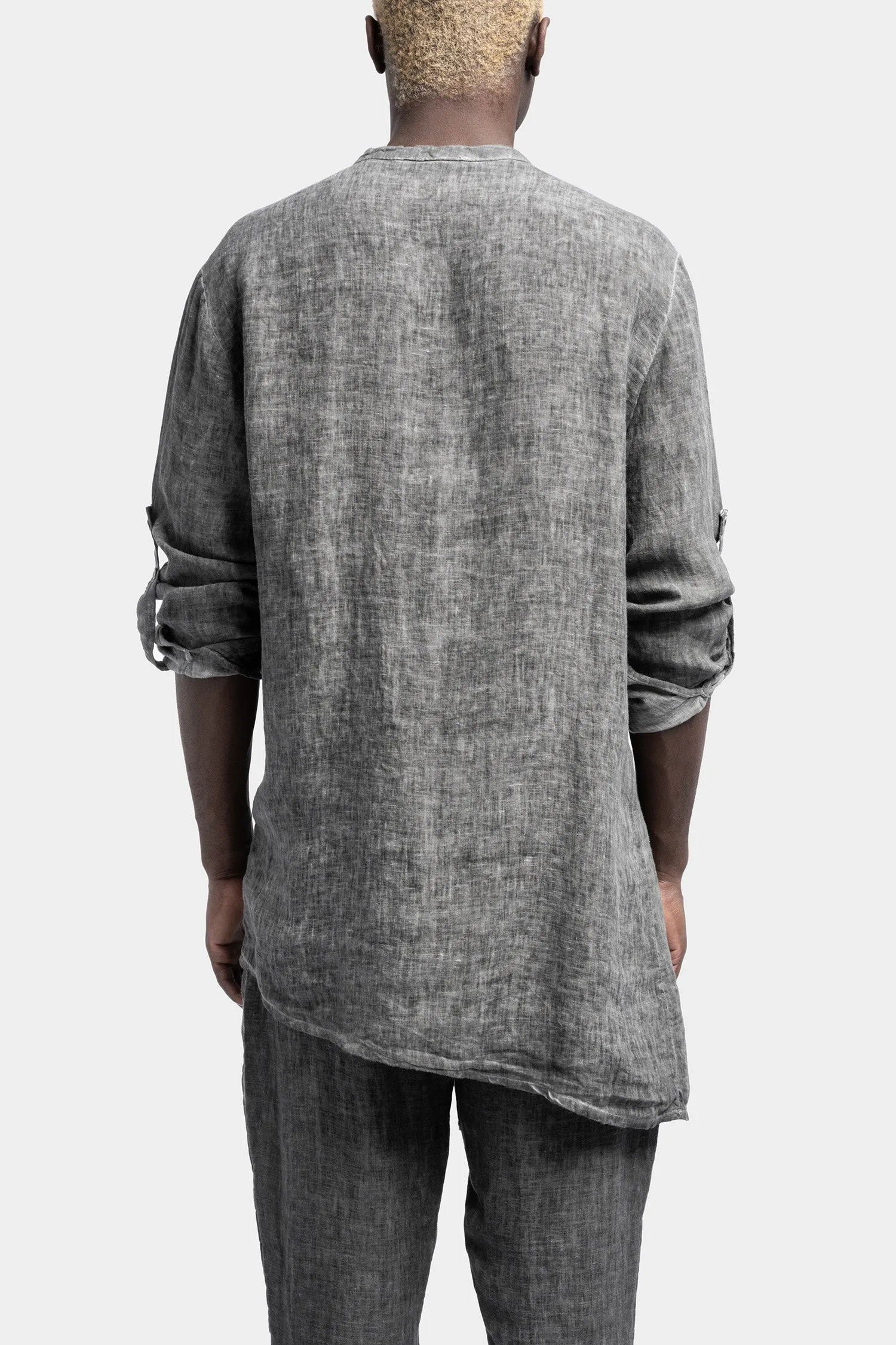 Long asymmetrical front linen shirt