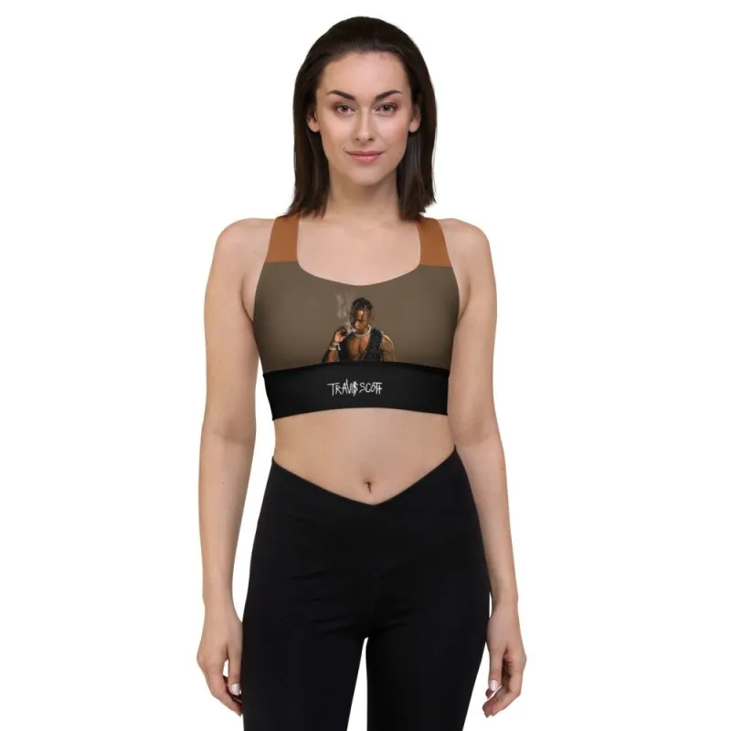 Longline sports bra - Travis Scott Portrait Illustration