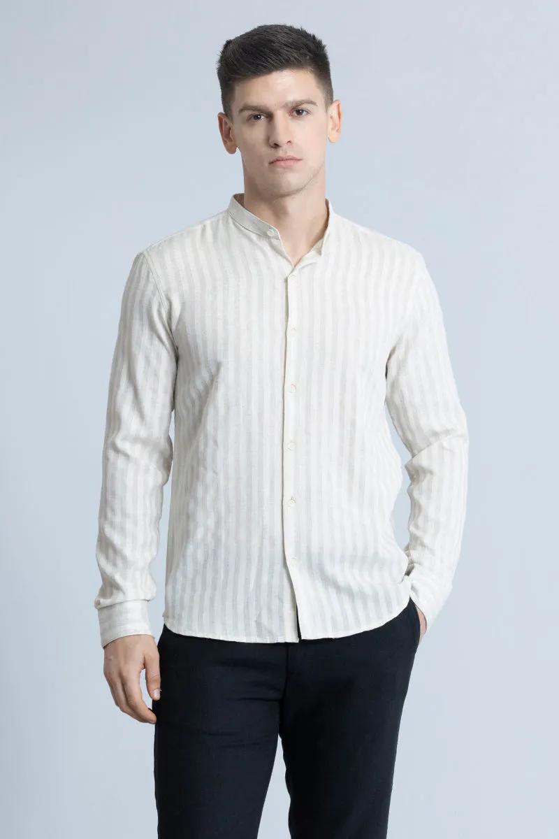 Mandarin Stripe Cream Shirt