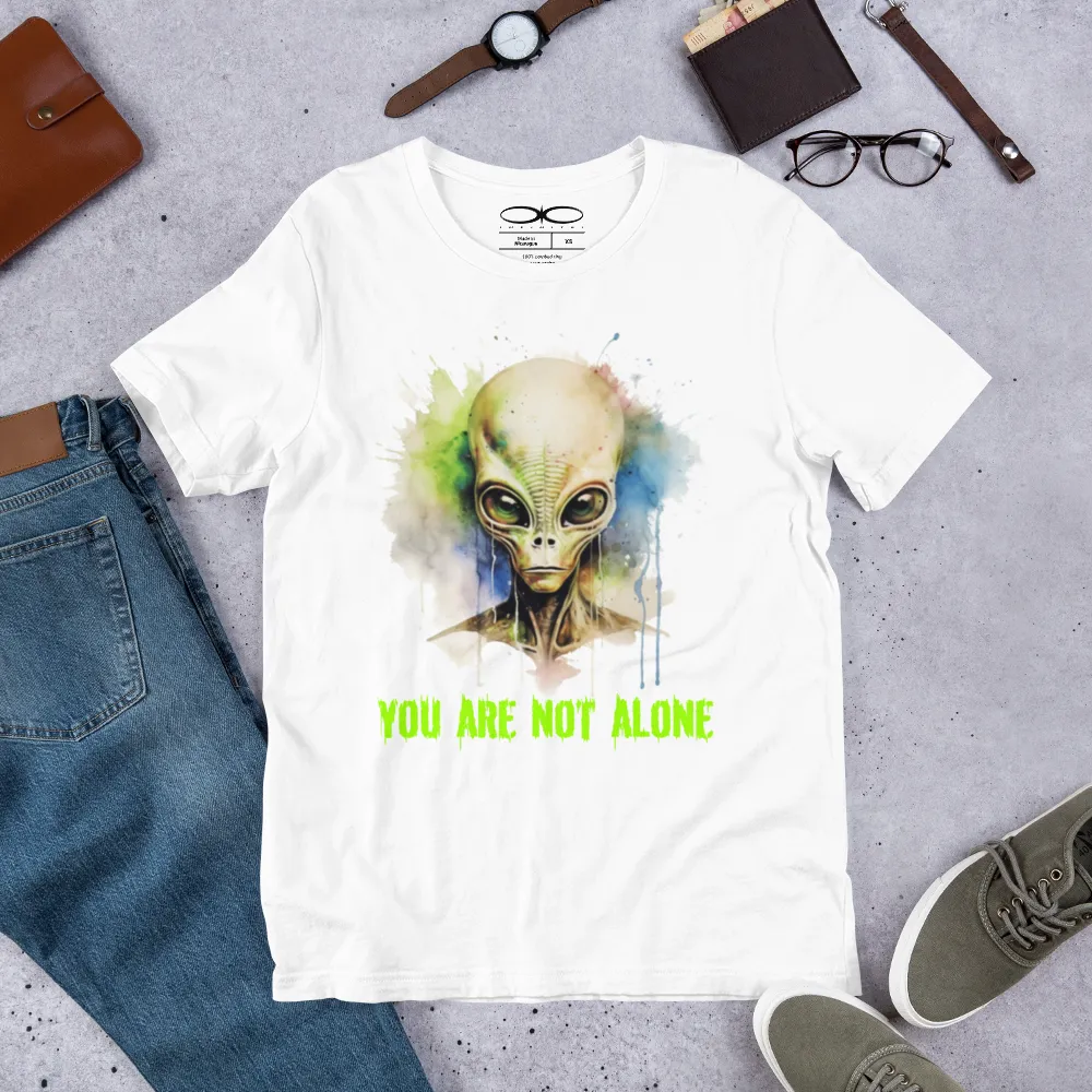 Men's Alien You Are Not Alone Watercolor Effect Graphic Tee