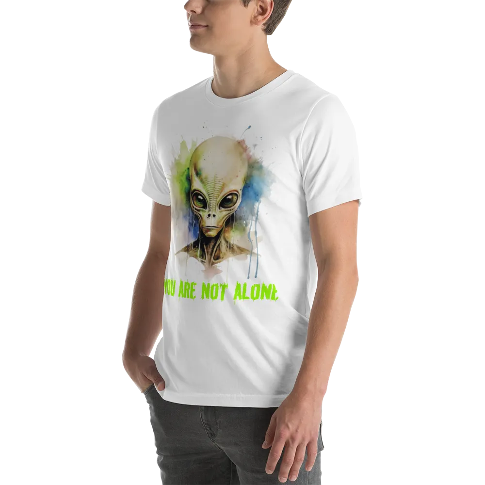 Men's Alien You Are Not Alone Watercolor Effect Graphic Tee