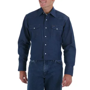 Men’s Authentic Cowboy Cut Work Western Shirt(70127MW) - Indigo Denim