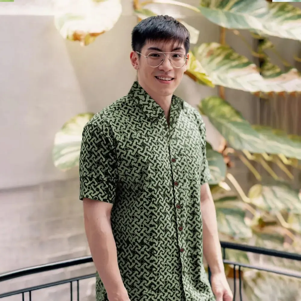 Men's Batik Shirt - Forest Arabesque