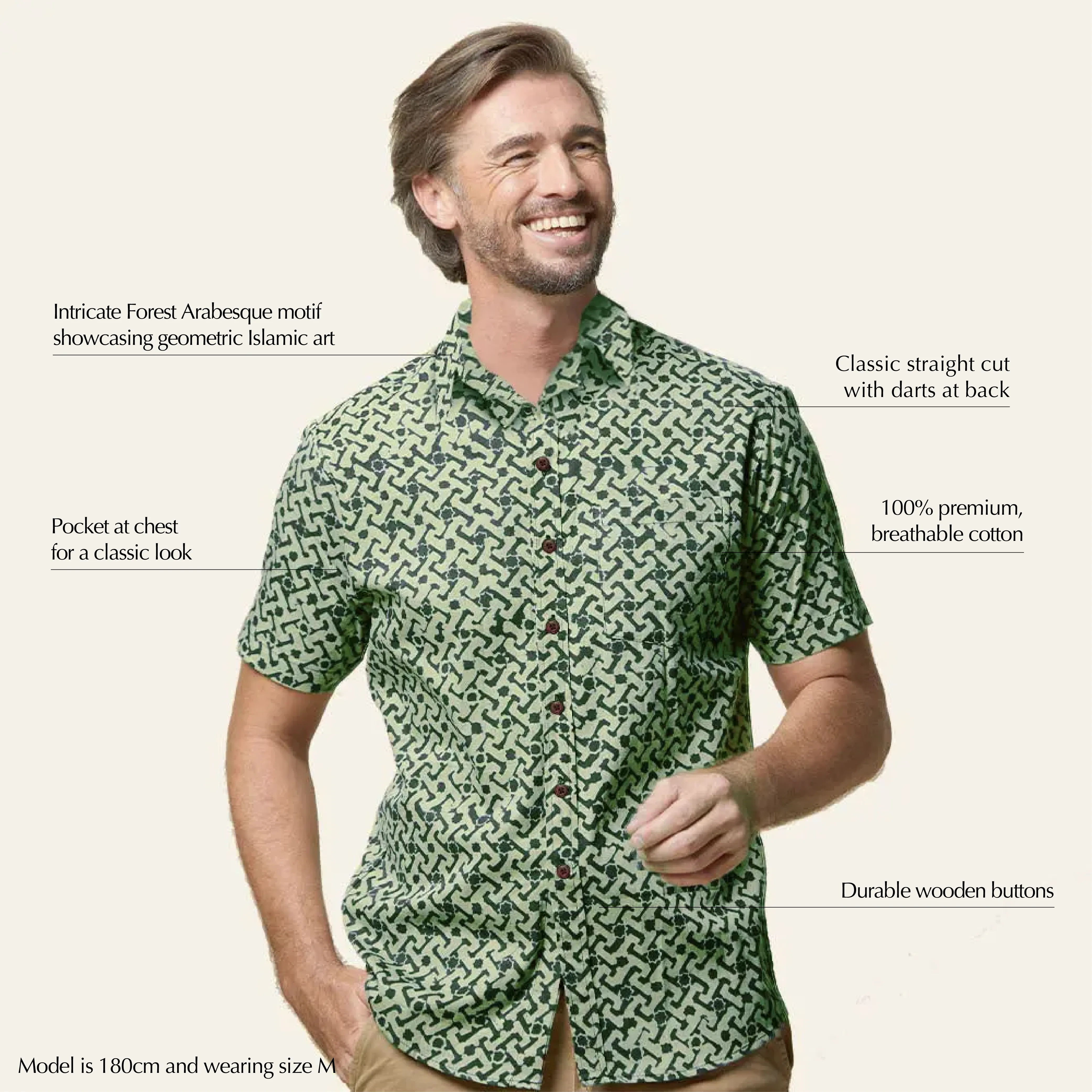 Men's Batik Shirt - Forest Arabesque