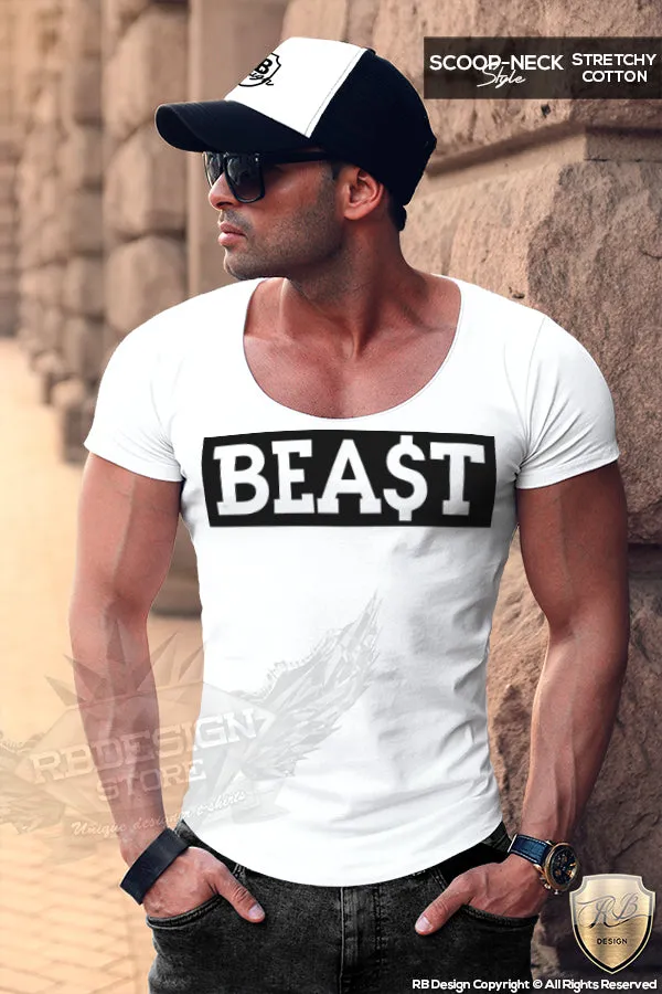 Men's BEAST Slogan T-shirt Black Print  RB Design Tank Top MD126