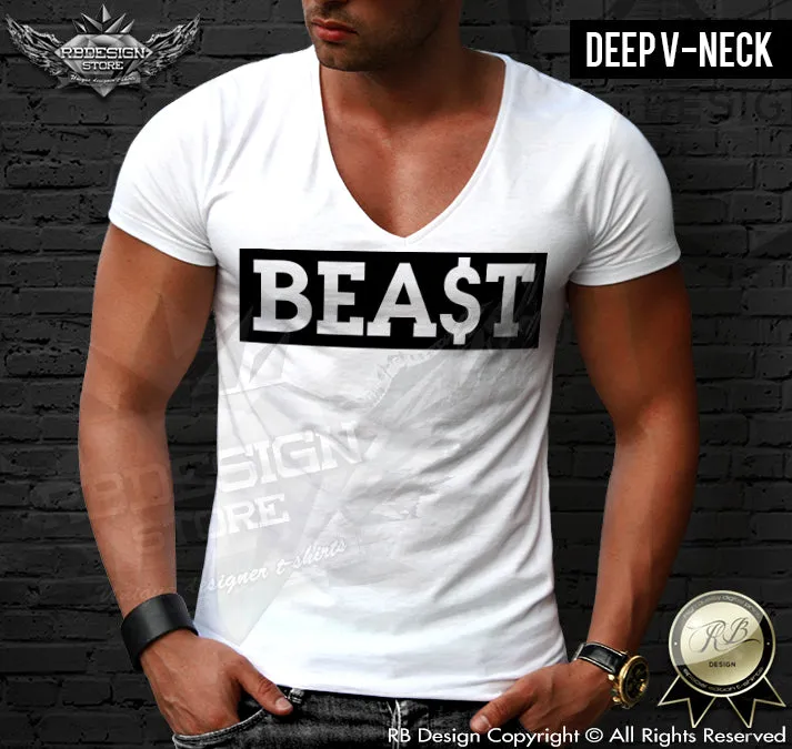 Men's BEAST Slogan T-shirt Black Print  RB Design Tank Top MD126