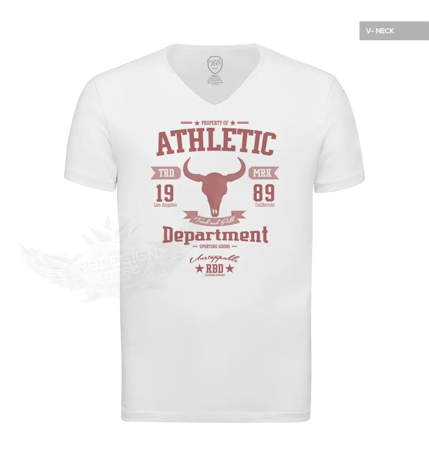 Men's Designer White T-shirt Athletic Department "Unstoppable" RED MD889