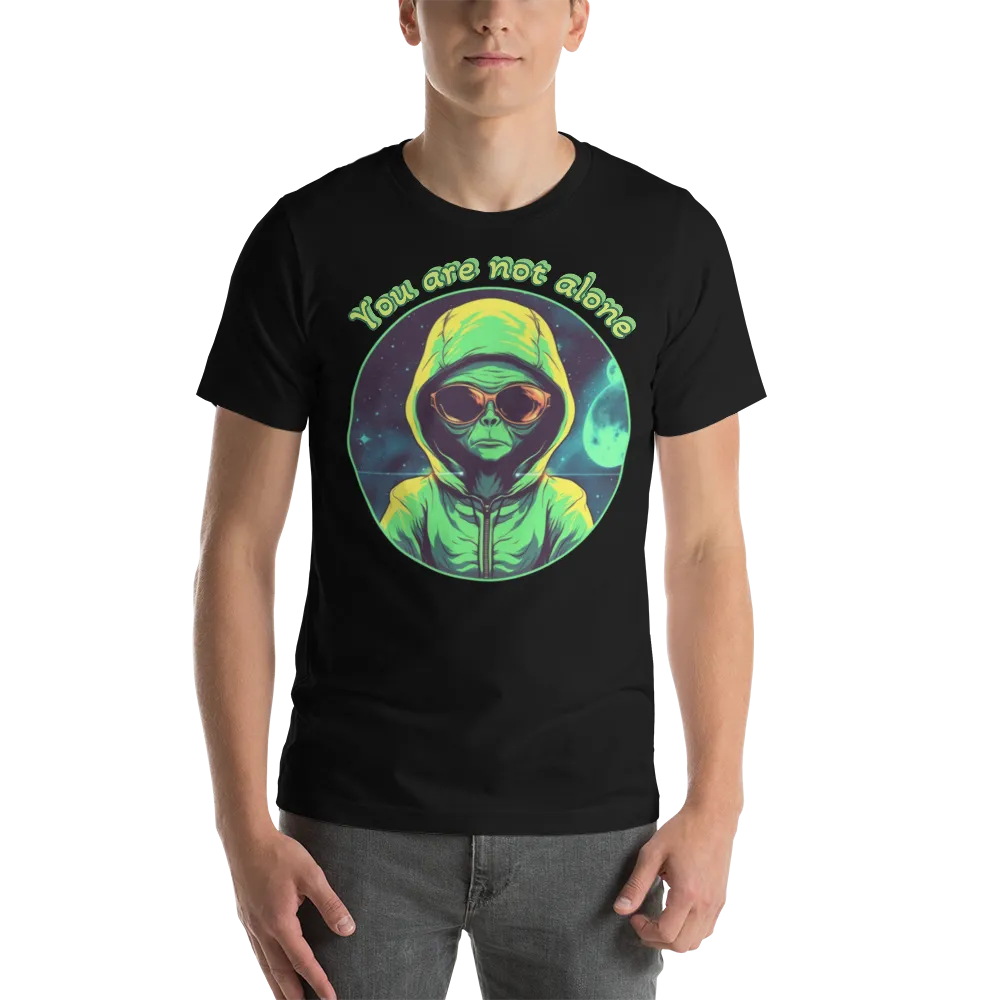 Men's Green Alien You Are Not Alone Graphic Tee