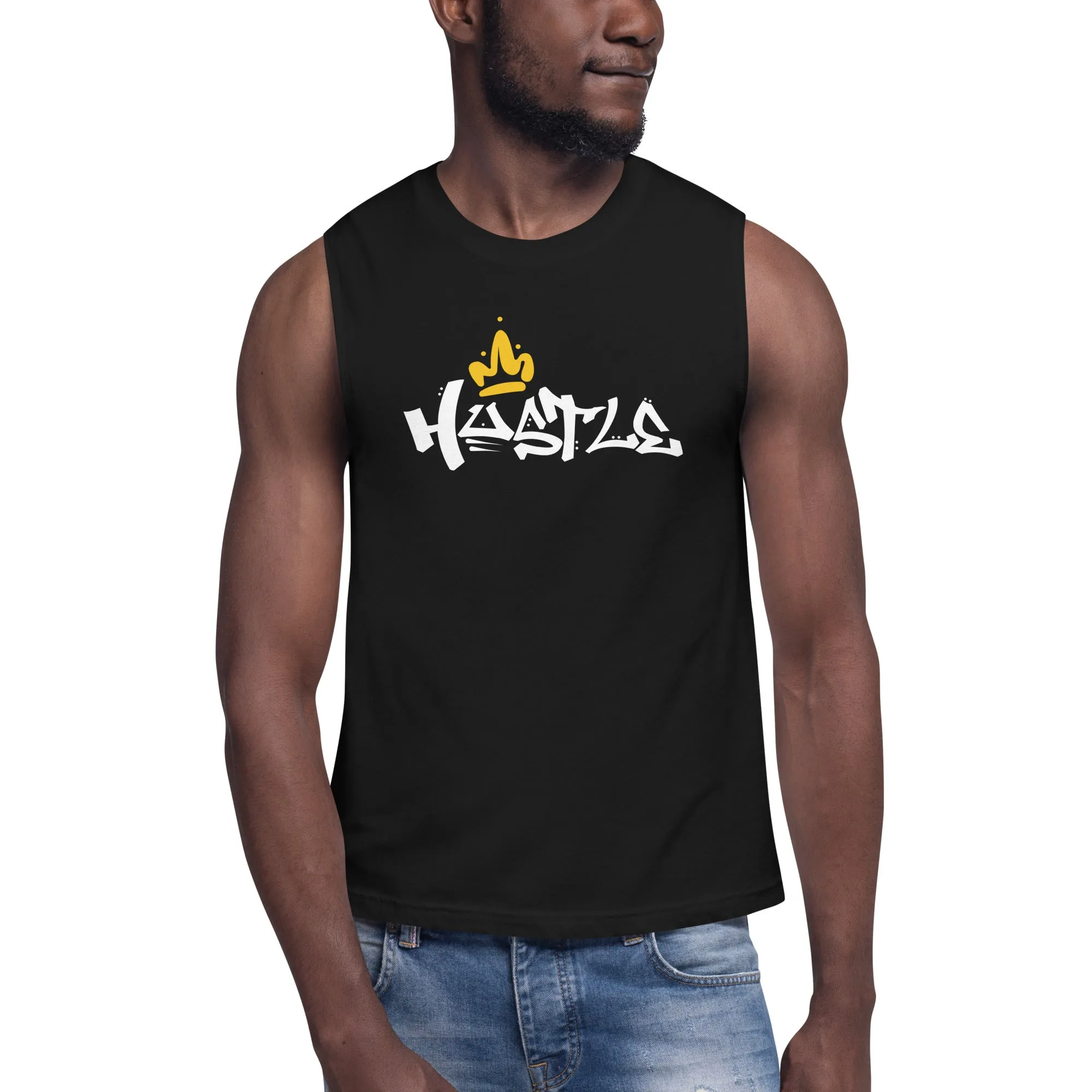 Men's Hustle King Theme Graphic Muscle Shirt