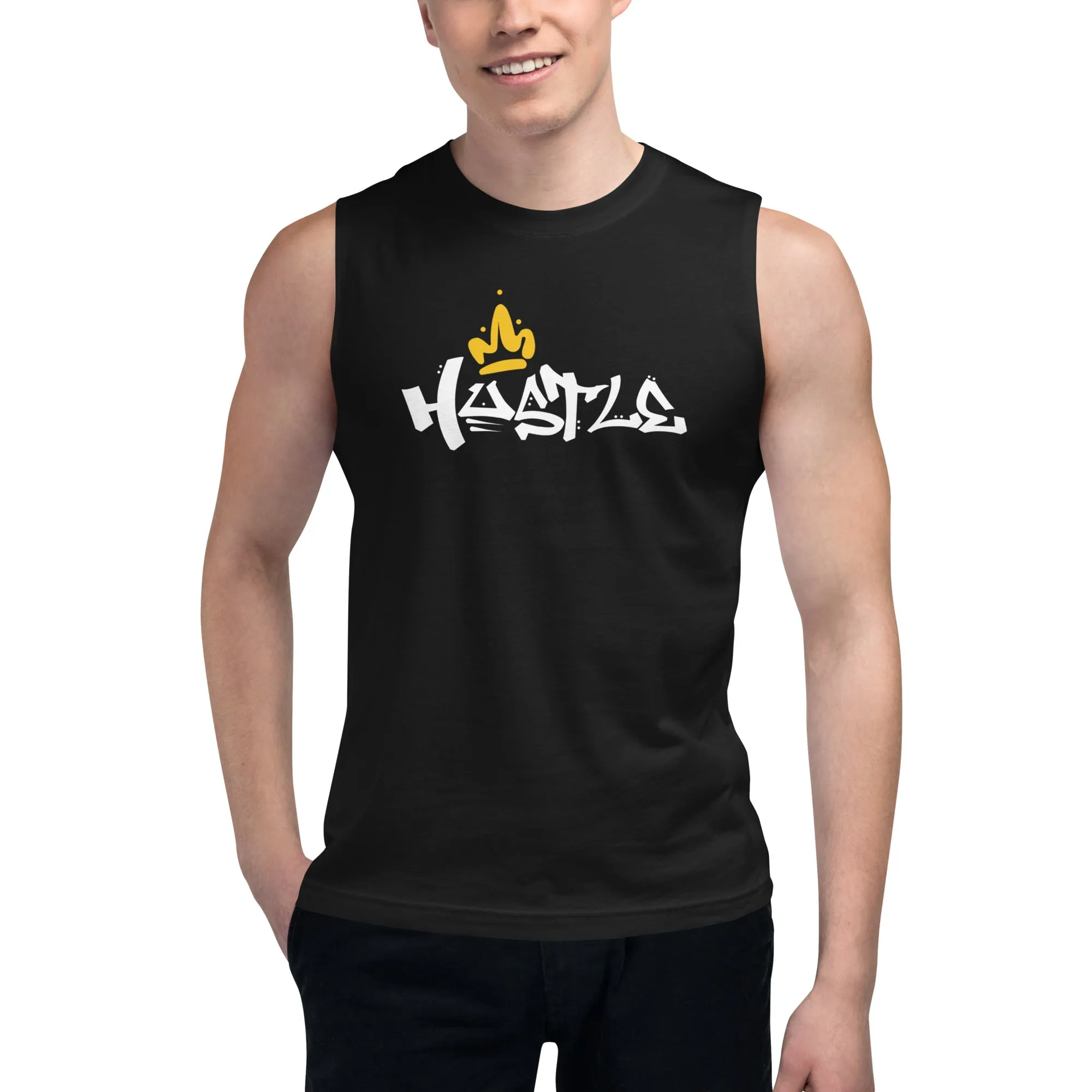 Men's Hustle King Theme Graphic Muscle Shirt