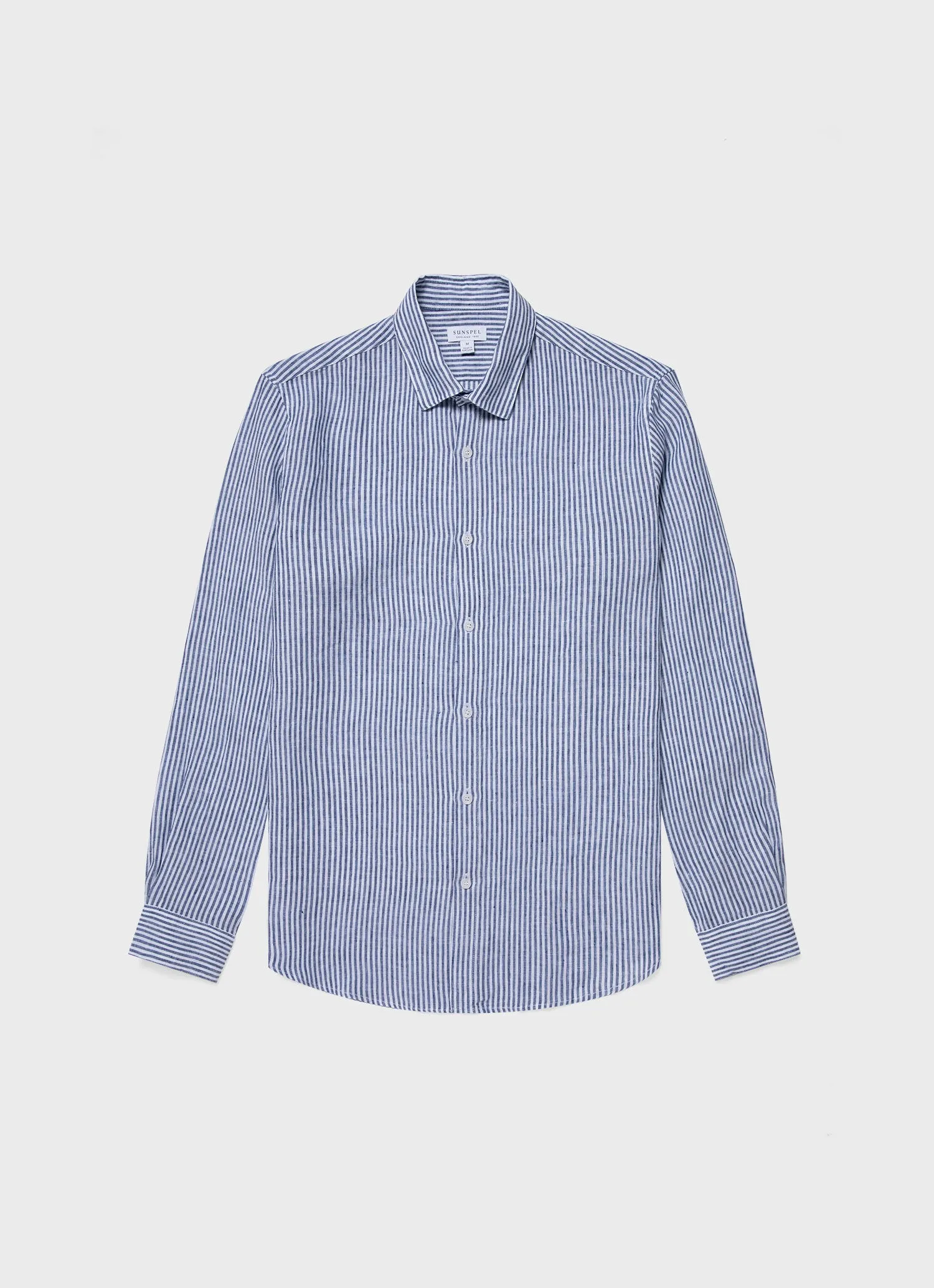 Men's Linen Shirt in Navy/White Linen Stripe