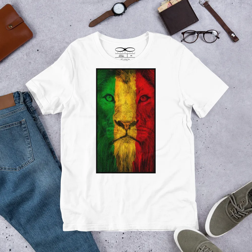 Men's Rasta Lion Theme White Graphic T-Shirt