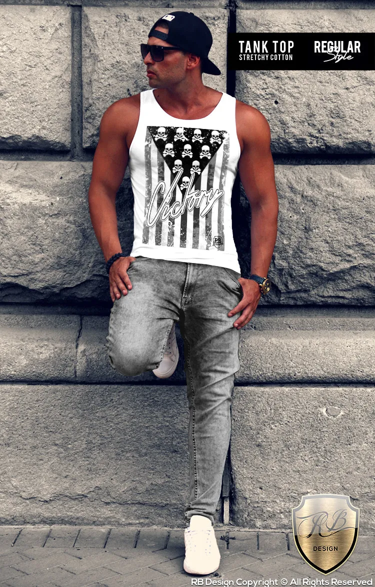 Men's Skull Flag T-shirt Victory Army Warrior Tank Top MD690 B