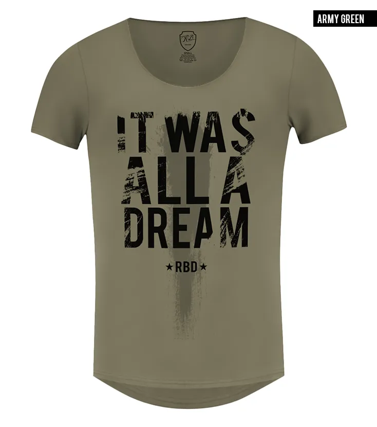 Men's Slogan T-shirt "It Was All a Dream" Khaki Gray Beige Tees / Color Option / MD804