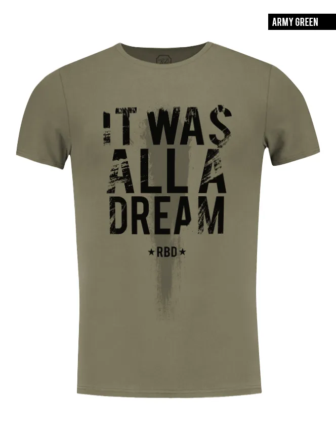 Men's Slogan T-shirt "It Was All a Dream" Khaki Gray Beige Tees / Color Option / MD804