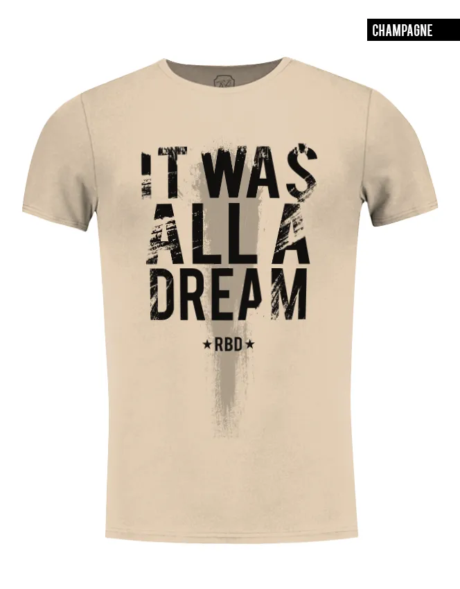 Men's Slogan T-shirt "It Was All a Dream" Khaki Gray Beige Tees / Color Option / MD804