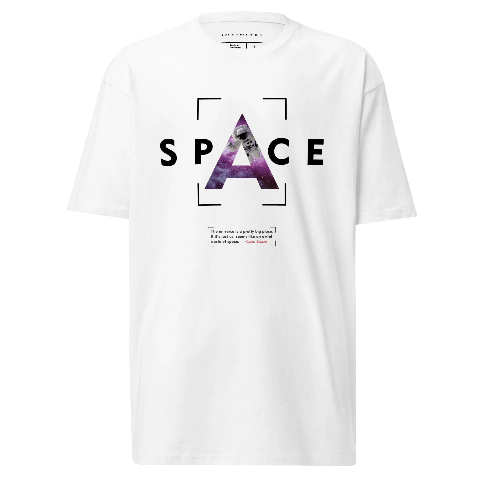 Men’s Space Theme And Quote Graphic White Tee