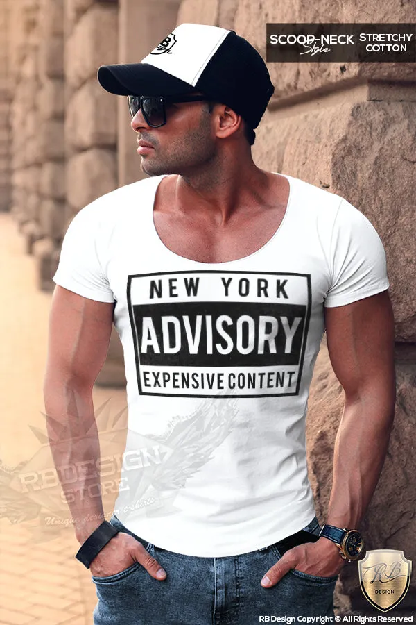 Men's T-shirt New York Advisory Expensive Content Cool Funny Slogan Tee MD465