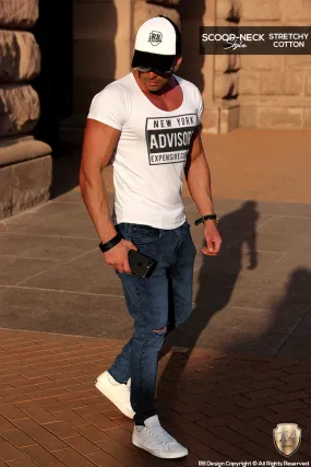 Men's T-shirt New York Advisory Expensive Content Cool Funny Slogan Tee MD465