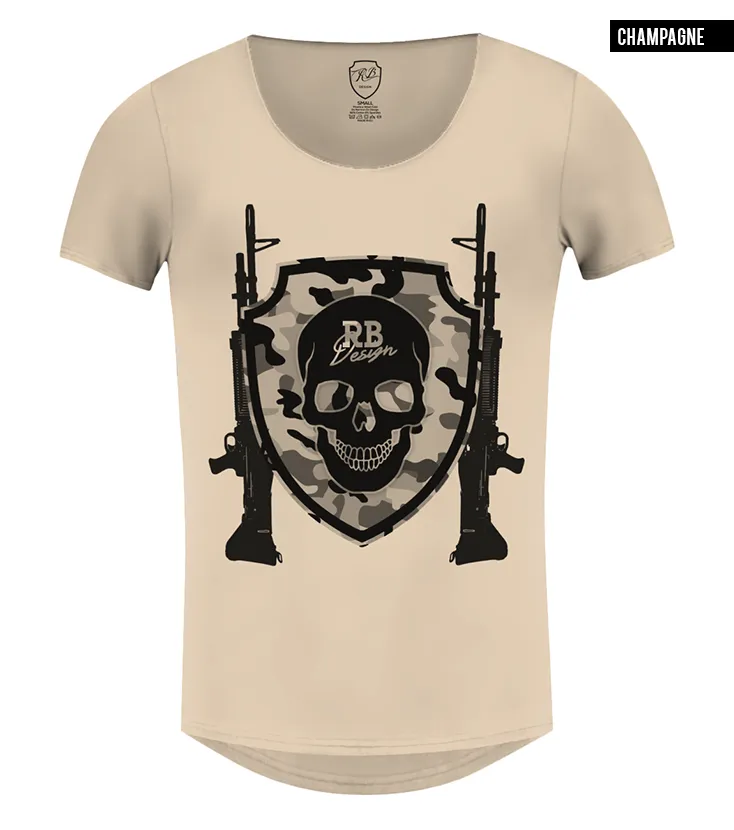 Men's T-shirt "RB Design Warrior"  Luxury Camouflage Army Skull Tee / Color Option / MD638