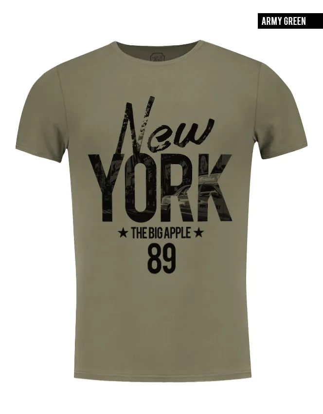 Men's T-shirt "The Big Apple" NYC Graphic Tee Scoop Crew Neck/ Color Option / MD828