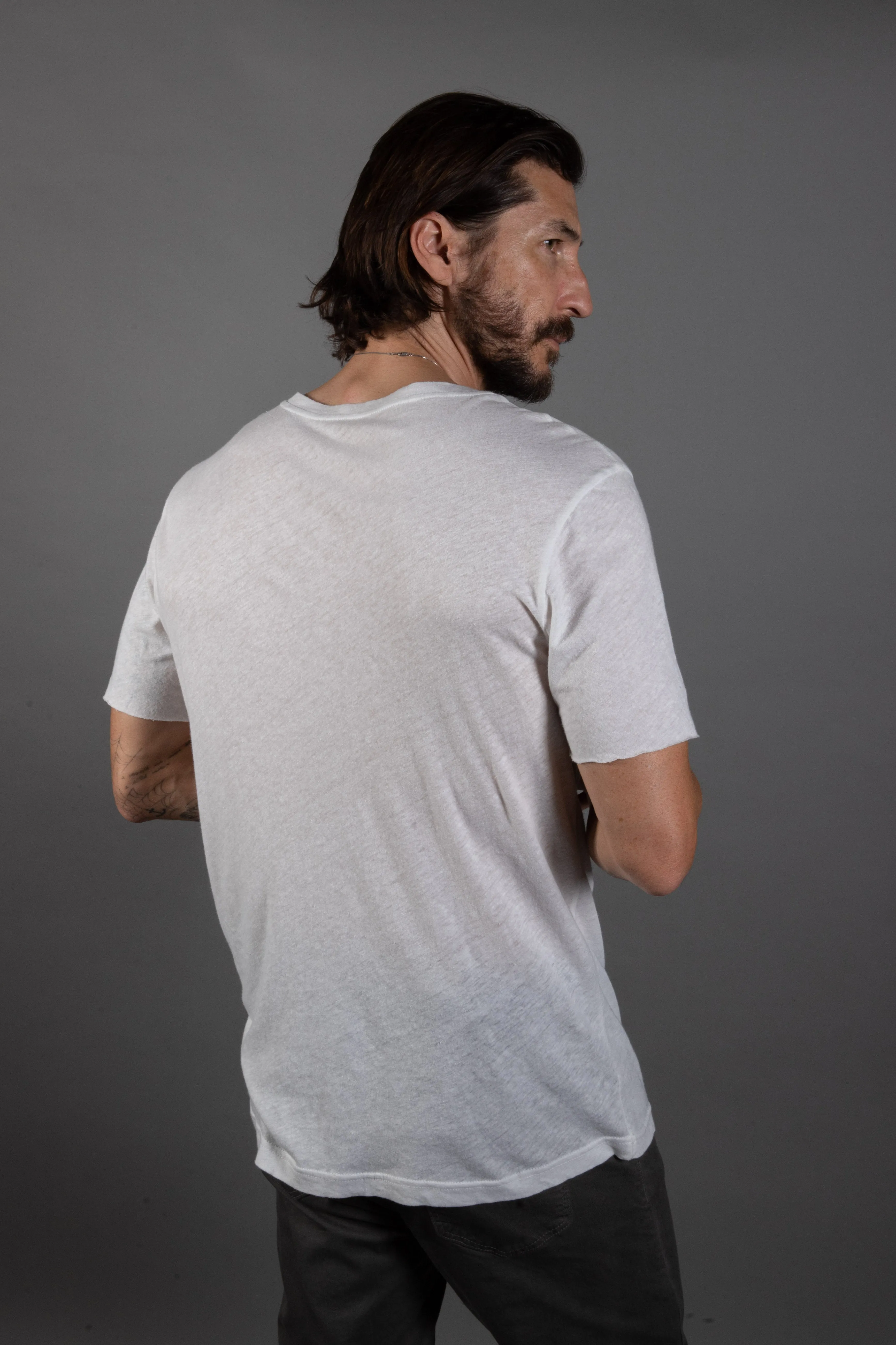 Men's Warren Wide Pocket Cotton Linen V-Neck Tee