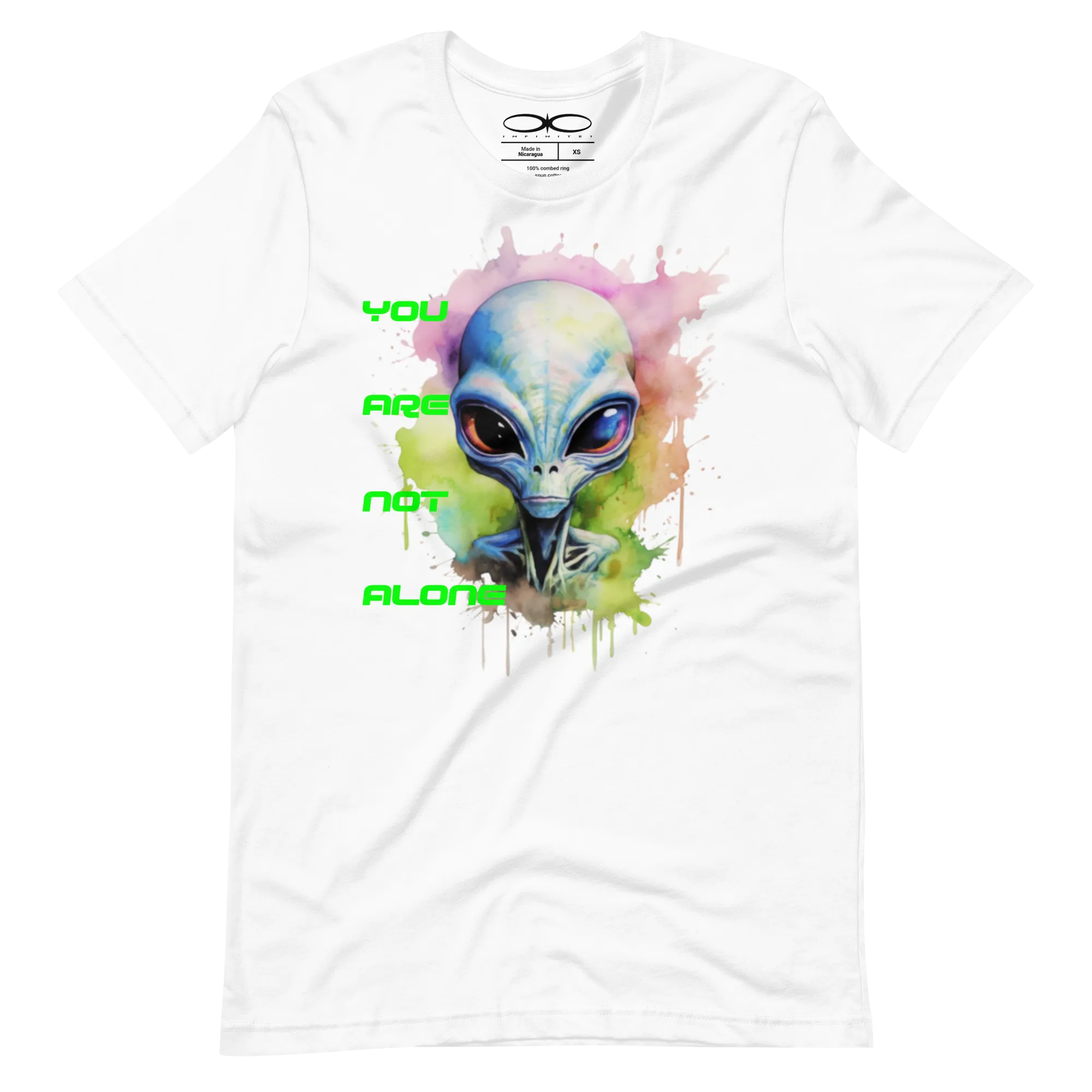 Men's Watercolor Alien You Are Not Alone Graphic T-Shirt