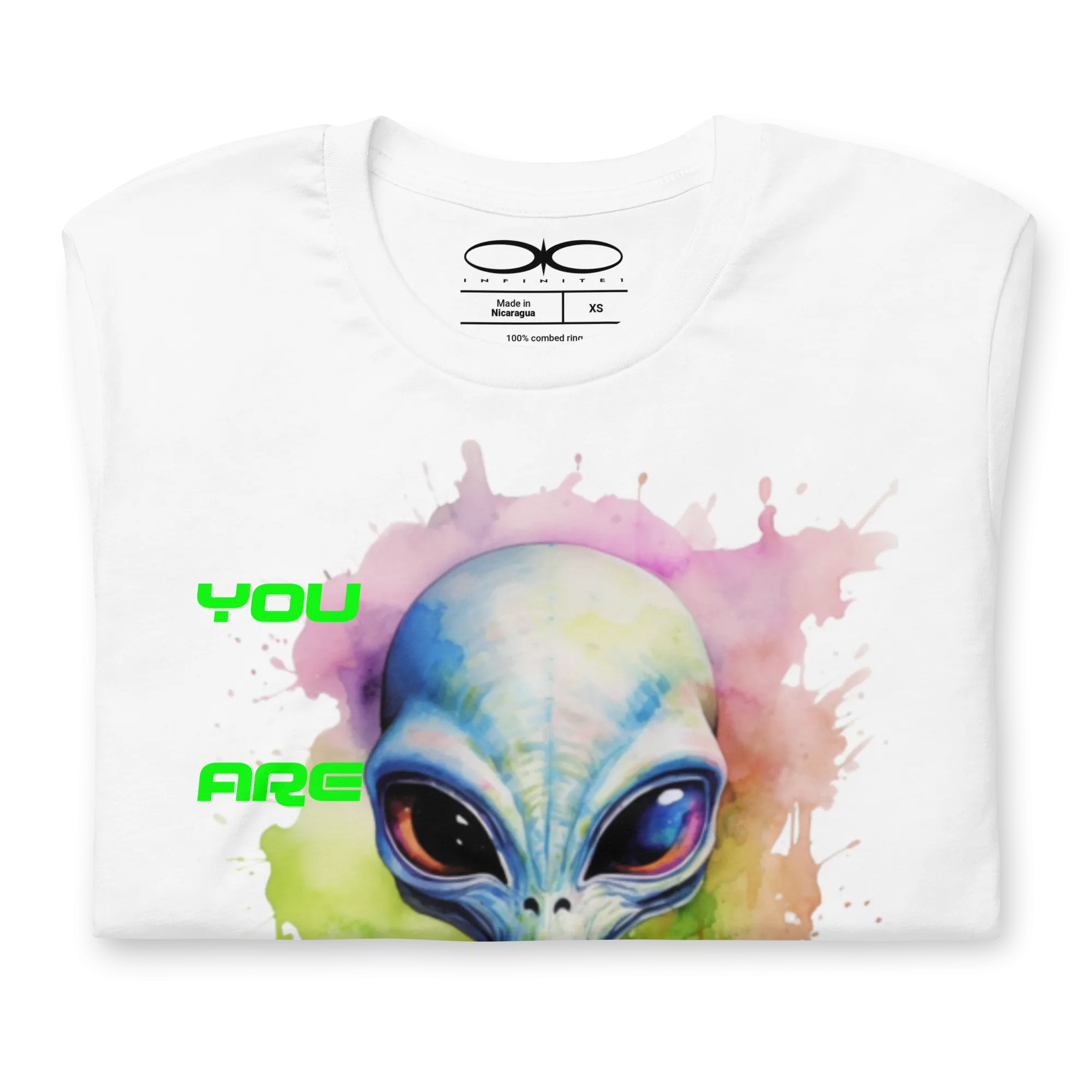 Men's Watercolor Alien You Are Not Alone Graphic T-Shirt