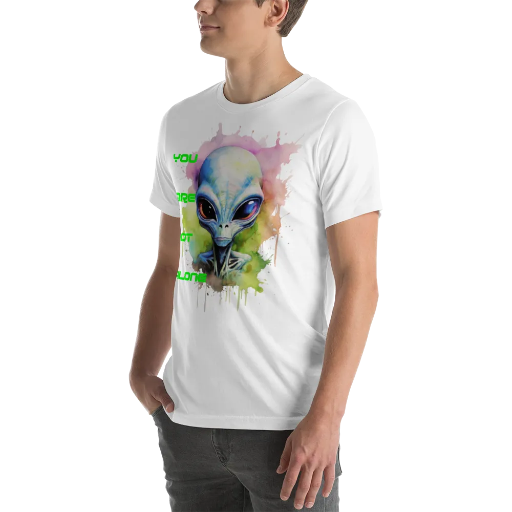 Men's Watercolor Alien You Are Not Alone Graphic T-Shirt