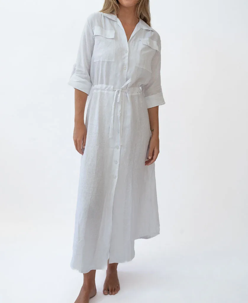 Mila Shirt Maxi | White Linen