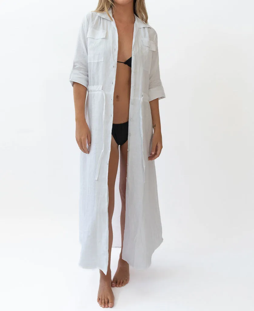 Mila Shirt Maxi | White Linen